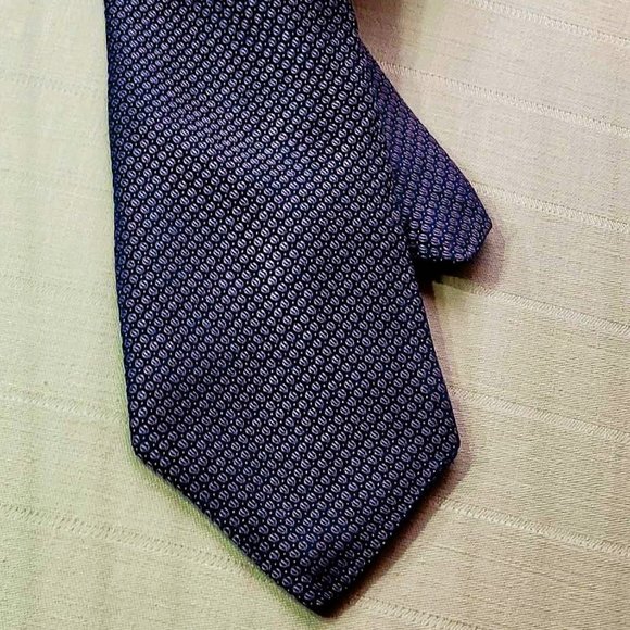 CALVIN KLEIN men's SILK neck tie with micro-dot pattern,  silk / navy blue - Picture 8 of 14